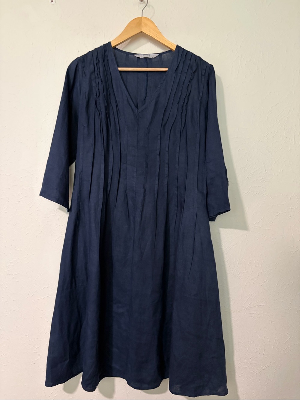 Luna Luz Mariposa Linen Navy Dress Size Medium